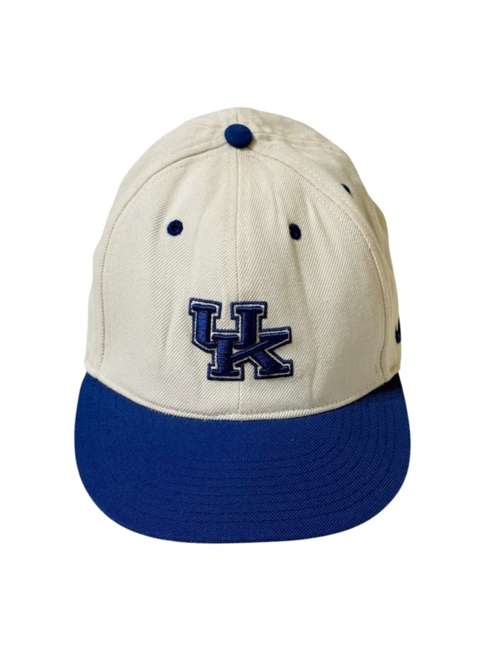 Nike University of Kentucky Wildcats UK Cap Men White Blue Wool 7-5/8 Fitted Hat